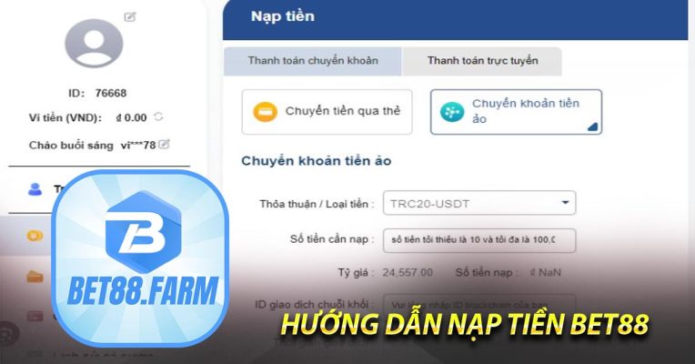 Hướng dẫn nạp tiền BET88